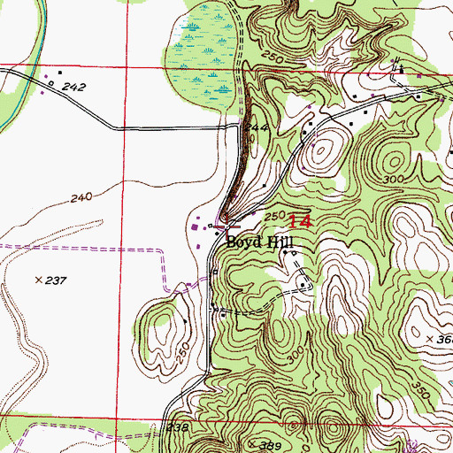 Topographic Map of Boyd Hill, AR