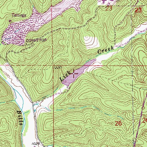 Topographic Map of Brushy Creek Mine Water Lake, MO