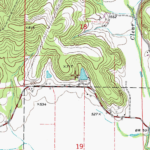 Topographic Map of Delgman Lake Dam, MO