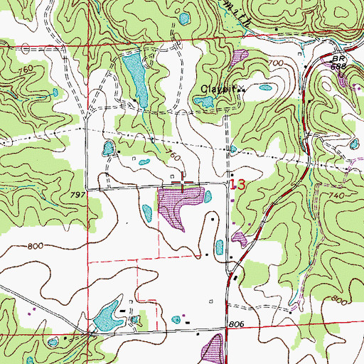 Topographic Map of Sturgeon Lake Dam, MO