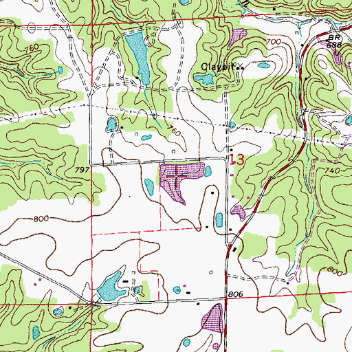 Topographic Map of Nobles Lake, MO