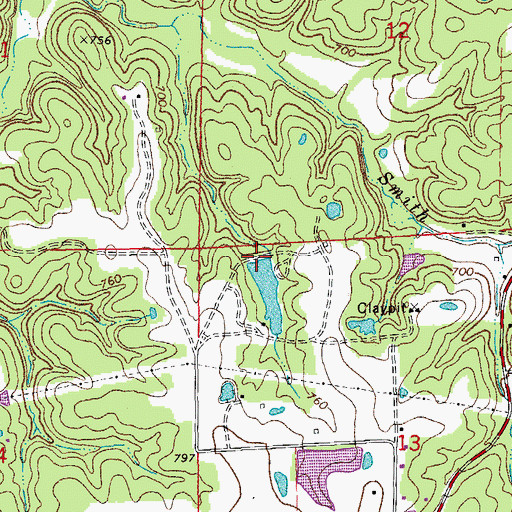 Topographic Map of Irvin Beabout Dam, MO