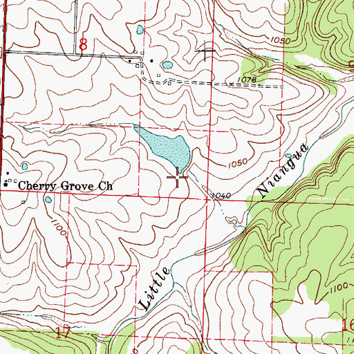 Topographic Map of Maddux Lake Dam, MO