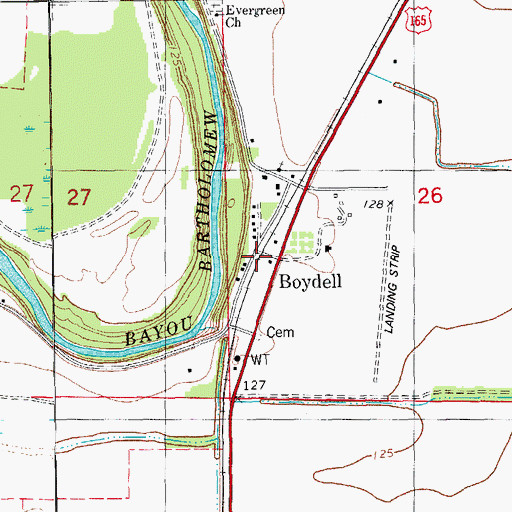Topographic Map of Boydell, AR