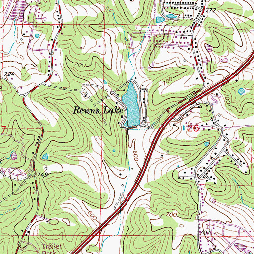 Topographic Map of Renns Lake Dam, MO