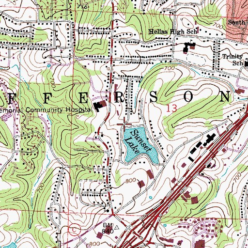 Topographic Map of Sunset Lake Dam, MO