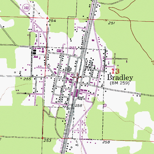 Topographic Map of Bradley, AR