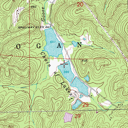 Topographic Map of Chain of Lakes Dam Number 2, MO