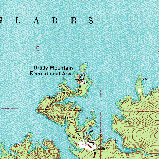 Topographic Map of Brady Mountain Public Use Area, AR