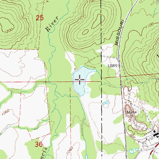 Topographic Map of Iron Mountain Tailings Pond, MO