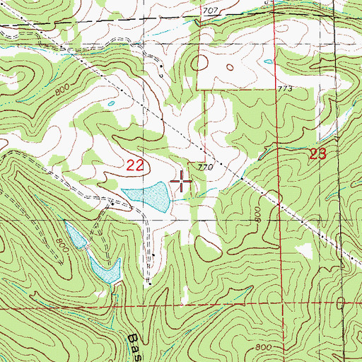 Topographic Map of Brands Lake Dam Section 22 SE, MO