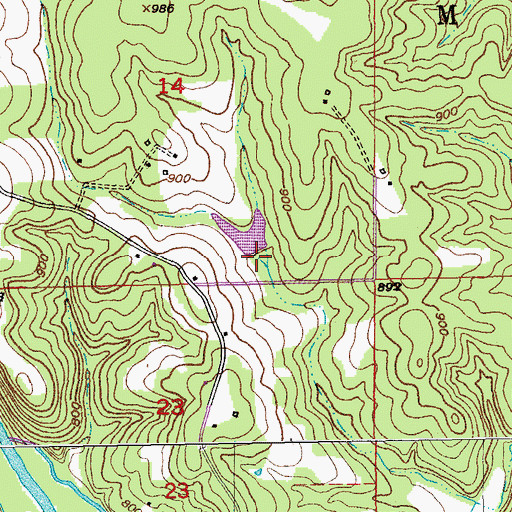 Topographic Map of Hartnett Lake Dam, MO