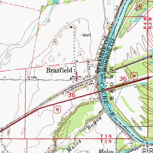 Topographic Map of Brasfield, AR
