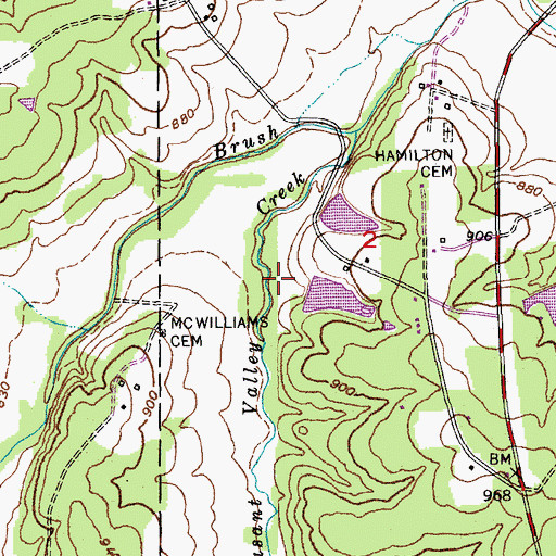 Topographic Map of Walker South Lake Dam, MO