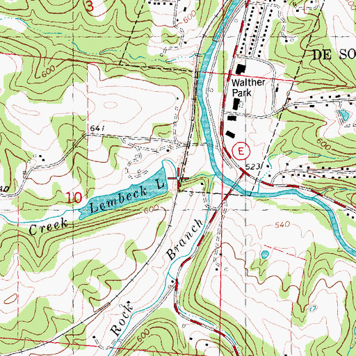Topographic Map of Lembeck Lake Dam, MO