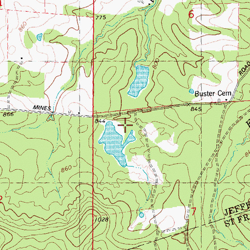 Topographic Map of Upper Valle Mines Dam, MO