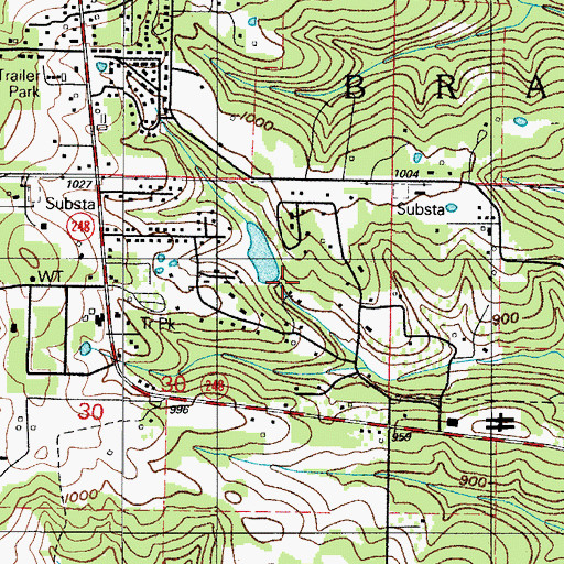 Topographic Map of Rockwood Hills Lake Dam, MO