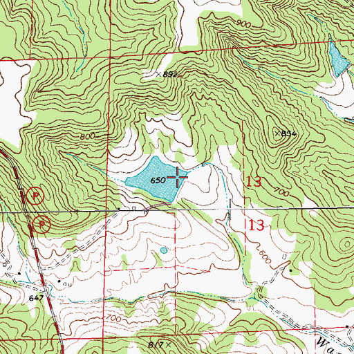 Topographic Map of Kenny Lake Dam, MO