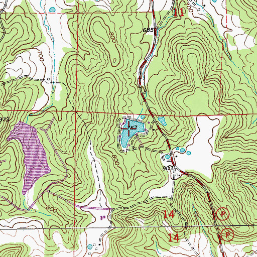 Topographic Map of Allgeyer Lake, MO