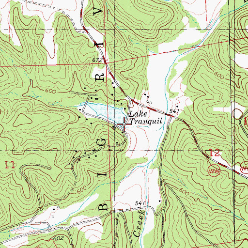 Topographic Map of Lake Tranquil Dam, MO
