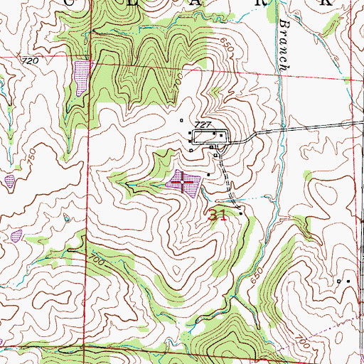 Topographic Map of Windsor Place Number 1 Dam, MO