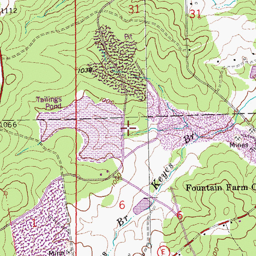 Topographic Map of Keyes Branch Mine Dam, MO