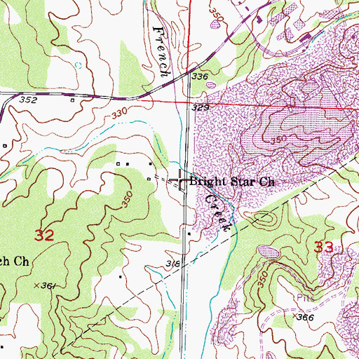 Topographic Map of Bright Star Baptist Church, AR