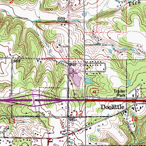 Topographic Map of Martin Lake Dam, MO