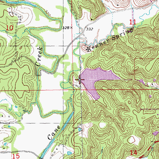 Topographic Map of Russell Lake Dam, MO
