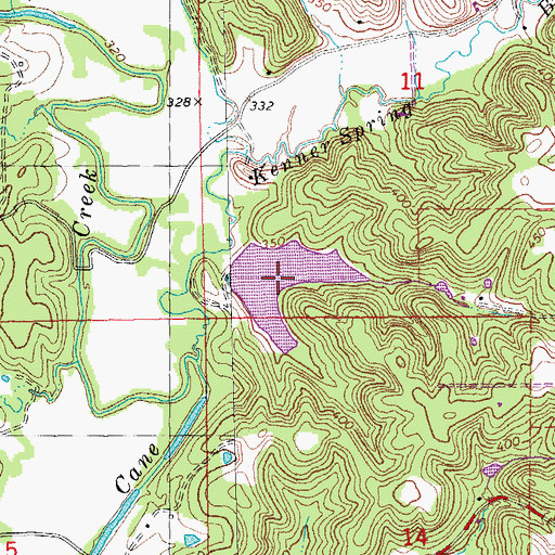 Topographic Map of Russell Lake, MO