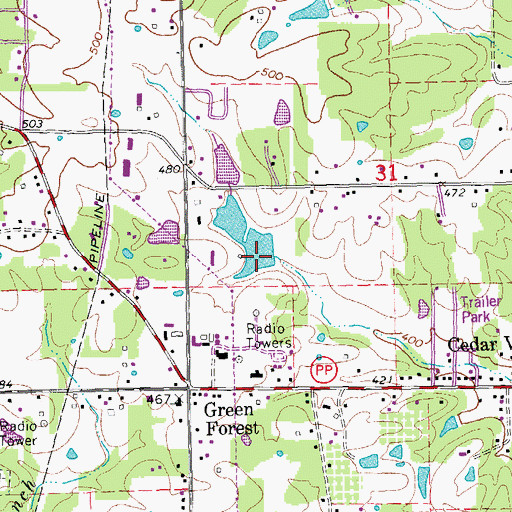 Topographic Map of Chamberlain Dam, MO