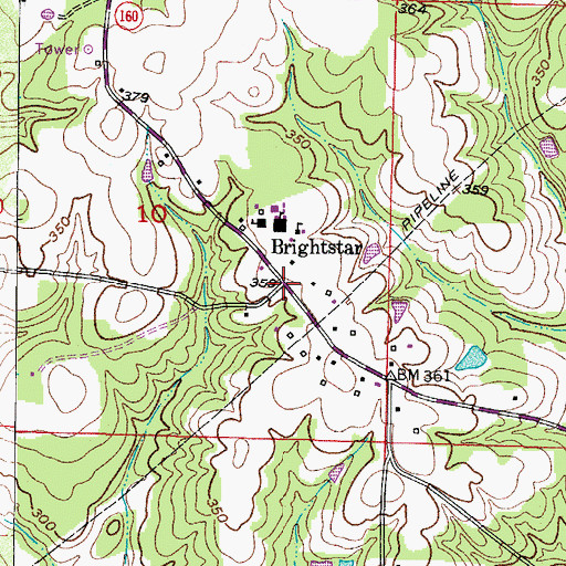 Topographic Map of Brightstar, AR