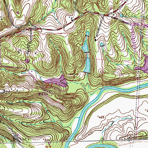 Topographic Map of Lake Louise Dam, MO