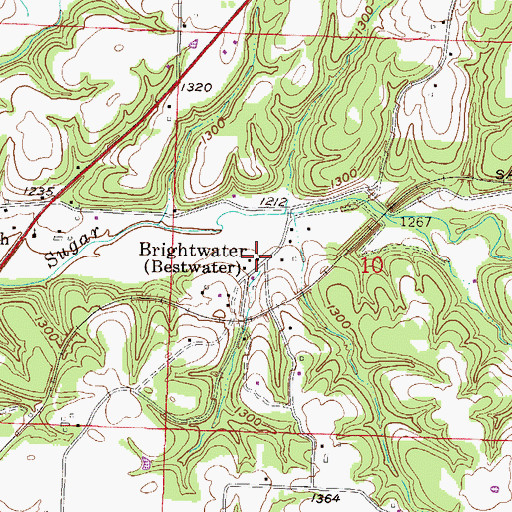 Topographic Map of Brightwater, AR
