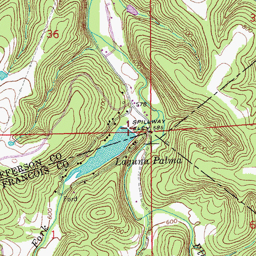 Topographic Map of Laguna Palma Dam, MO