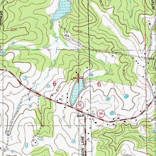 Topographic Map of Kinnippi Lake Dam, MO