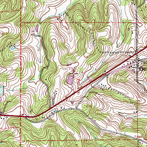 Topographic Map of Ryan Lake Dam, MO