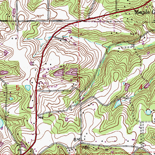 Topographic Map of Lakes Famar Lower Dam, MO