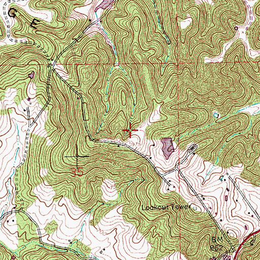 Topographic Map of Glen Leonard Dam, MO