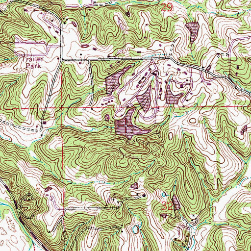 Topographic Map of Lakes of Deerwood, MO