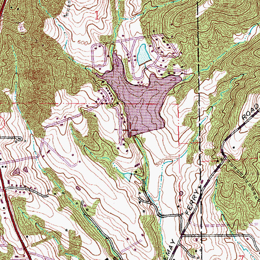 Topographic Map of Lake Lorraine Dam, MO