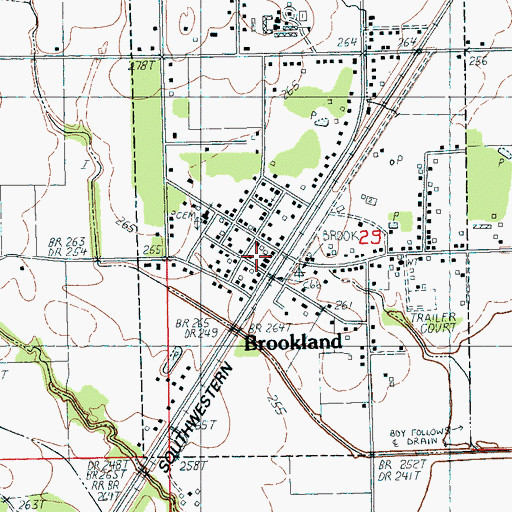 Topographic Map of Brookland, AR