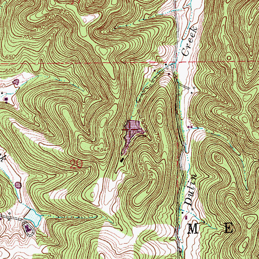 Topographic Map of Sweetwater Lake, MO