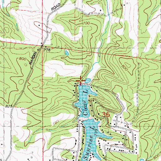 Topographic Map of Clear Lake Dam, MO