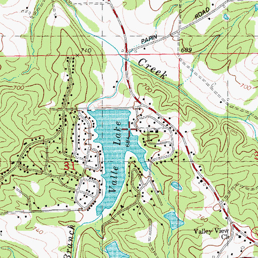 Topographic Map of Valle Lake Dam, MO