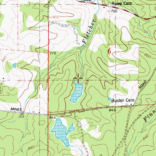 Topographic Map of Lower Valle Mines Dam, MO