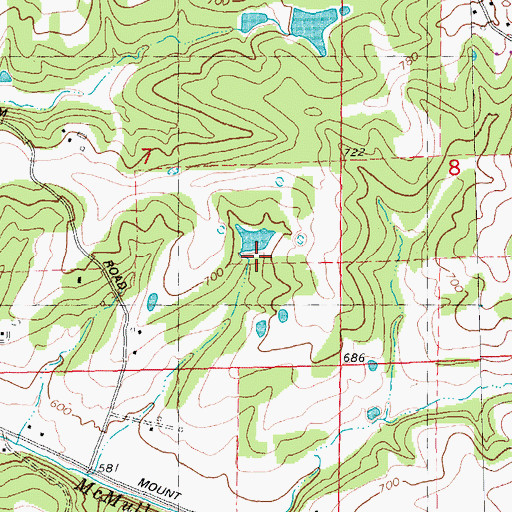 Topographic Map of Dierberg Lake Dam, MO