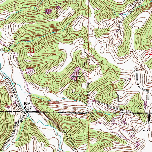 Topographic Map of Turn-Bo Dam, MO