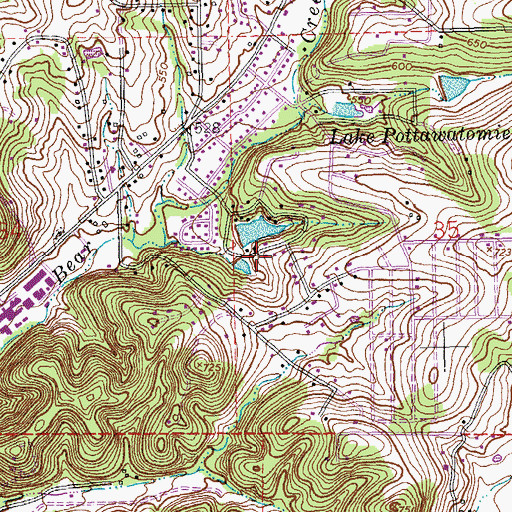 Topographic Map of Land of Lakes Dam, MO