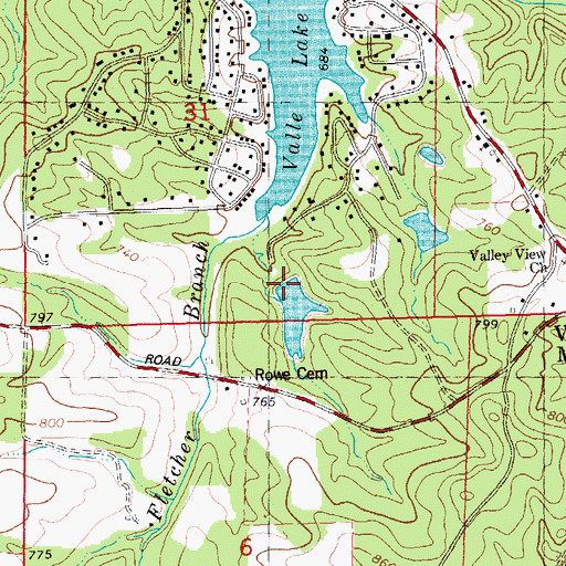 Topographic Map of Lucas Lake Dam, MO